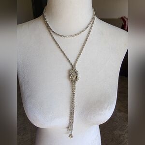 Lariat Necklace- Tennis Necklace Prong Set Cz Stone Necklace